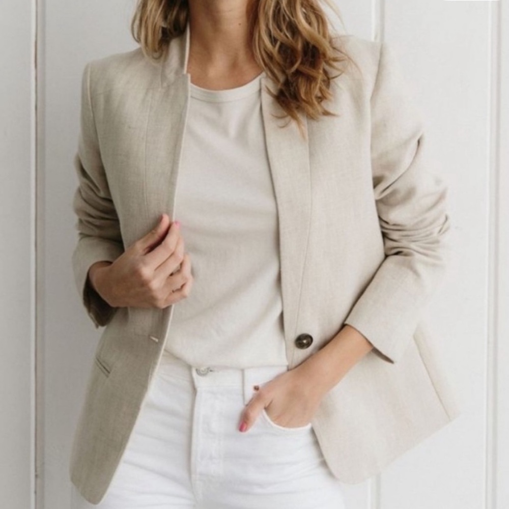 JENNI KAYNE Linen Blend
Boy Blazer In Natural size L